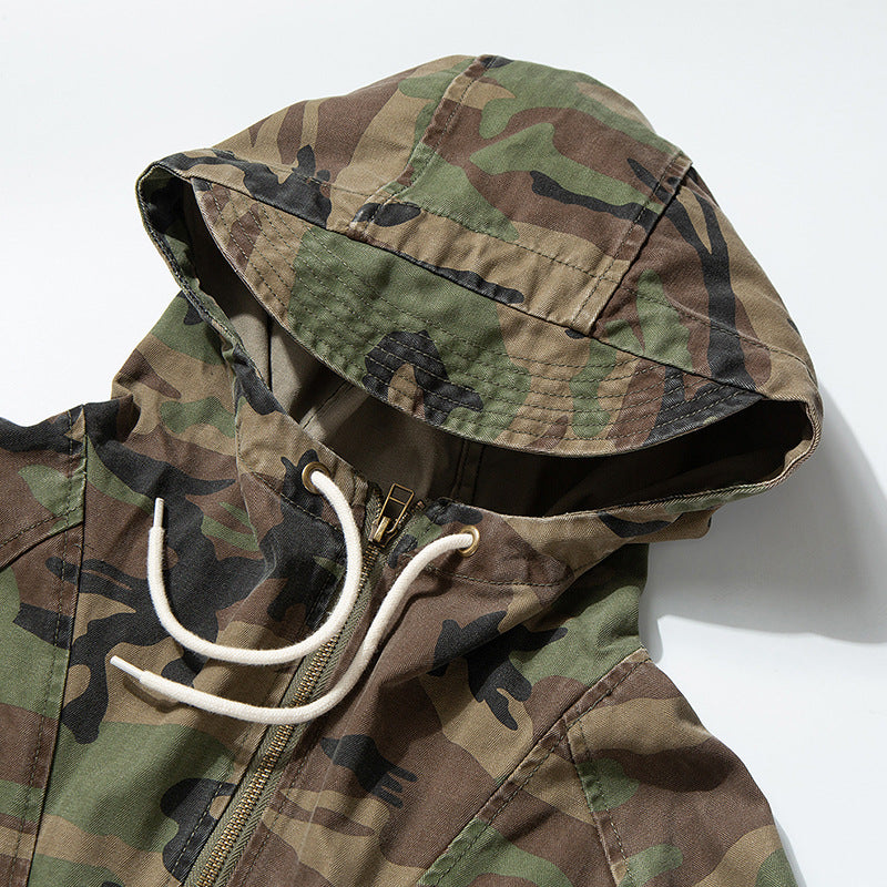 Vintage Military-Inspired Casual Pullover Hoodies