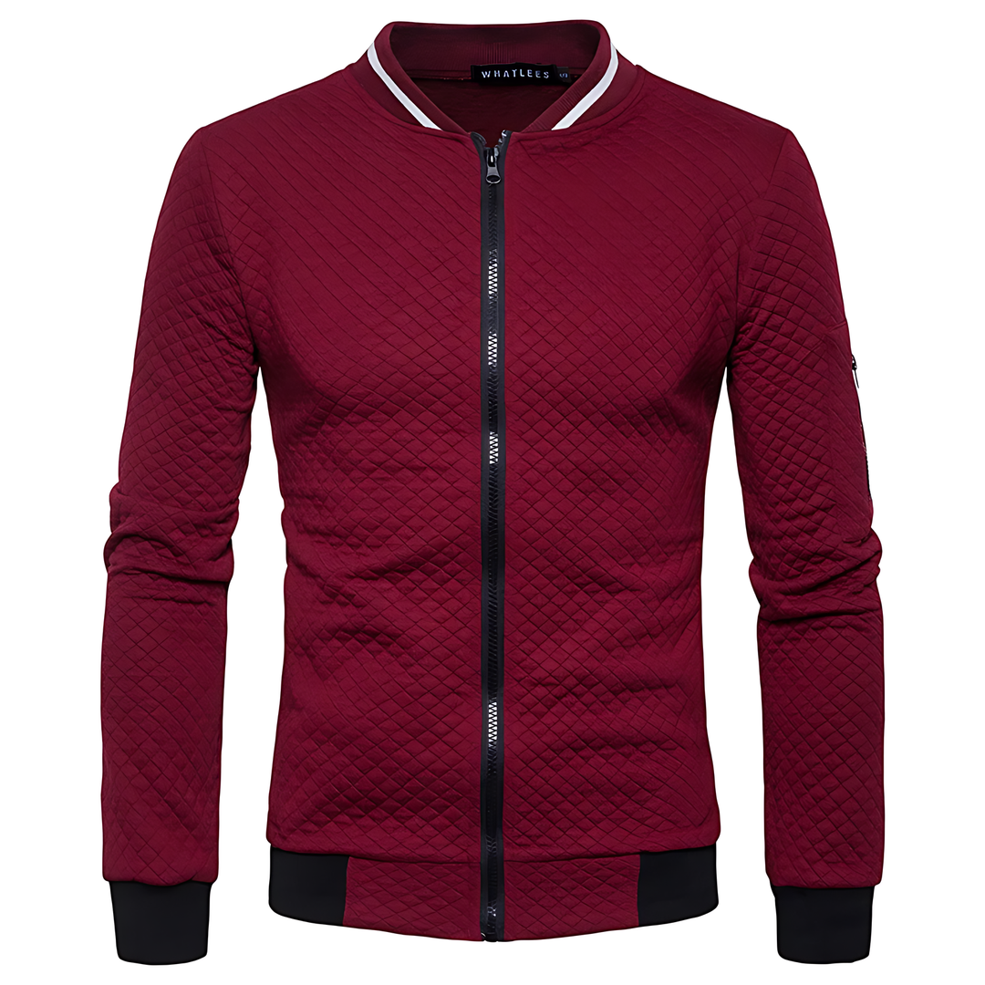 Men's Modern Quilted Zip-Up Bomber Jacket with Contrast Trim