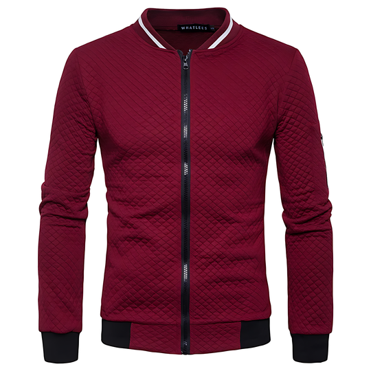 Men's Modern Quilted Zip-Up Bomber Jacket with Contrast Trim